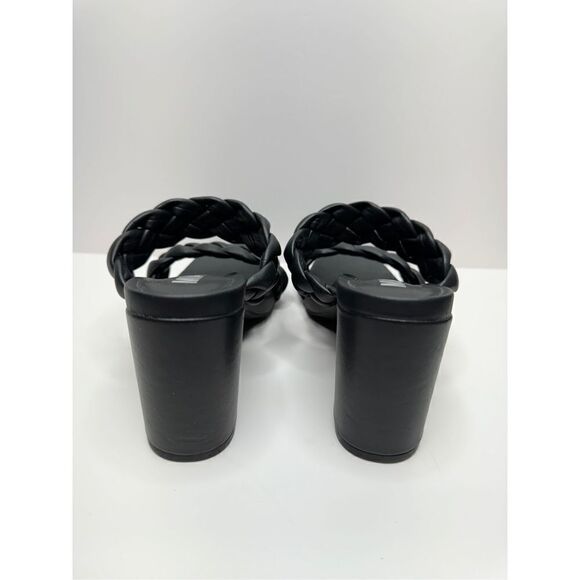 MIA Sandals Size 6.5 Double Strap Braided Black Slip On High Heels - Picture 6 of 8